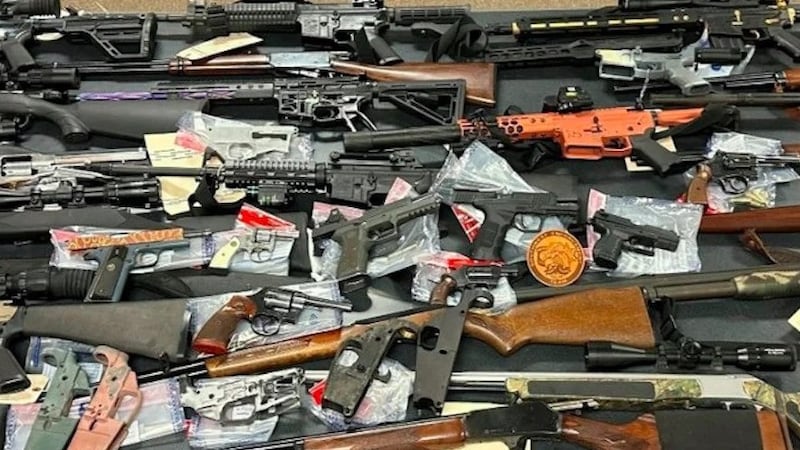 Investigators seized more than 31 weapons including ghost guns and a stolen gun. They said...