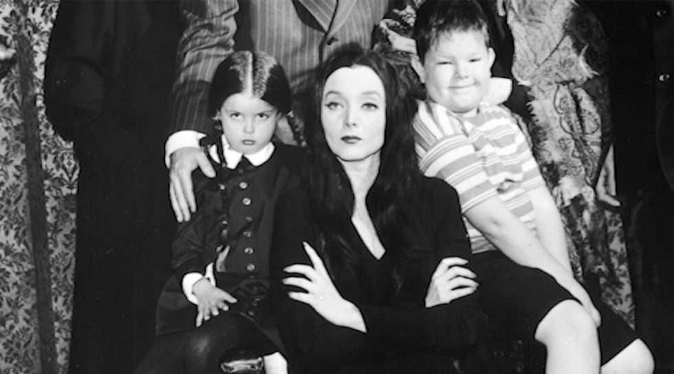 Wednesday Addams, left, played by Lisa Loring, is shown with Morticia Addams, played by...