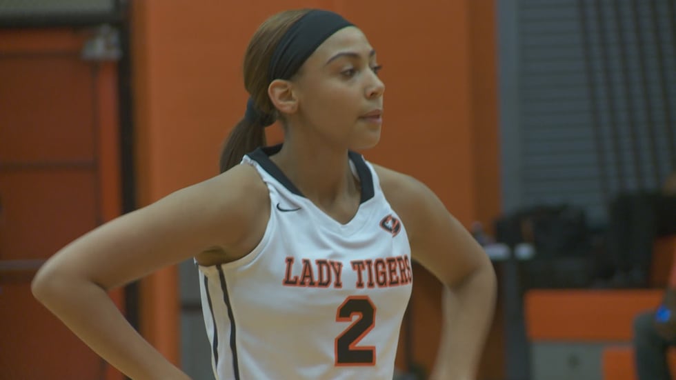 Kysre Gondrezick gets ready for opening tip before a basketball game against Lakeshore High...