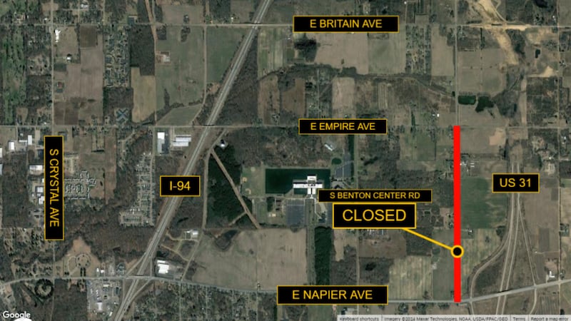 Benton Center Road will be closed to traffic from Napier Avenue to East Empire Avenue on...