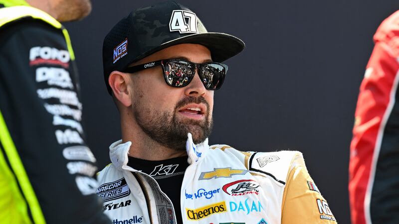 Driver Ricky Stenhouse Jr. looks on prior to a NASCAR Cup Series auto race at Darlington...