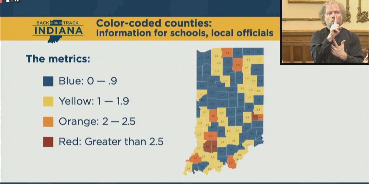 Indiana Color Chart Indiana to remain in Stage 4.5, updating color-coded county positivity map