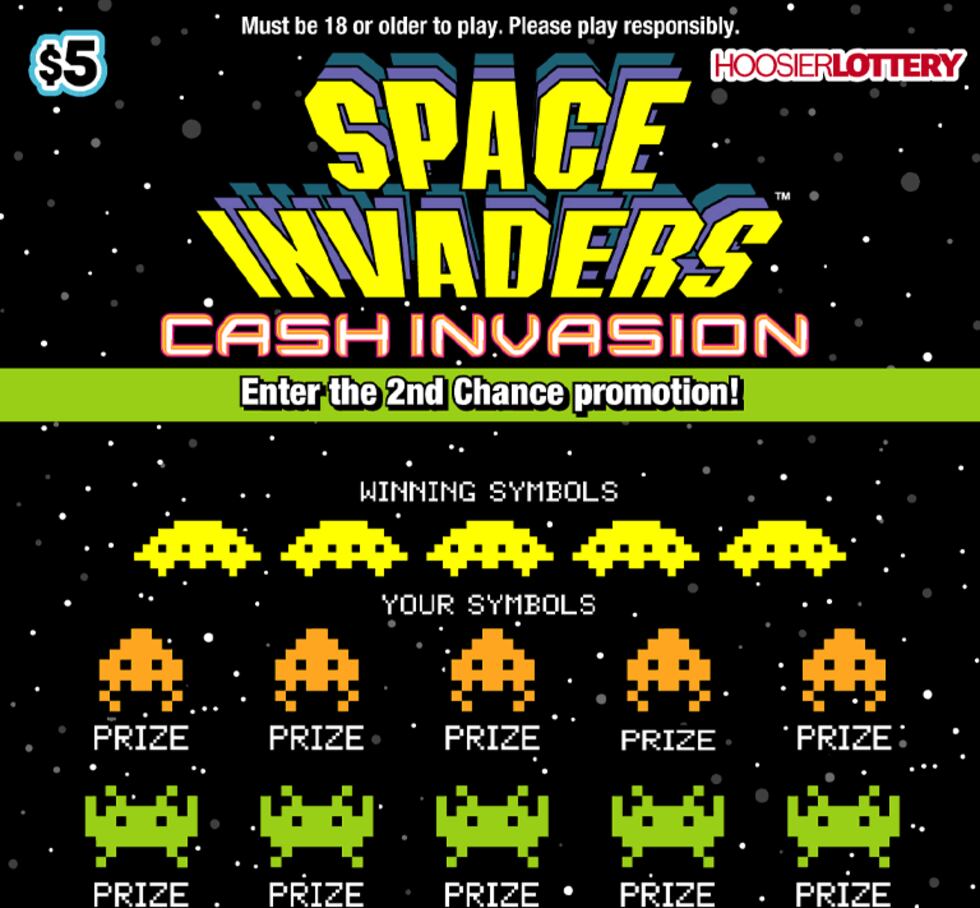 Space Invaders Cash Invasion Hoosier Lottery Scratch-off
