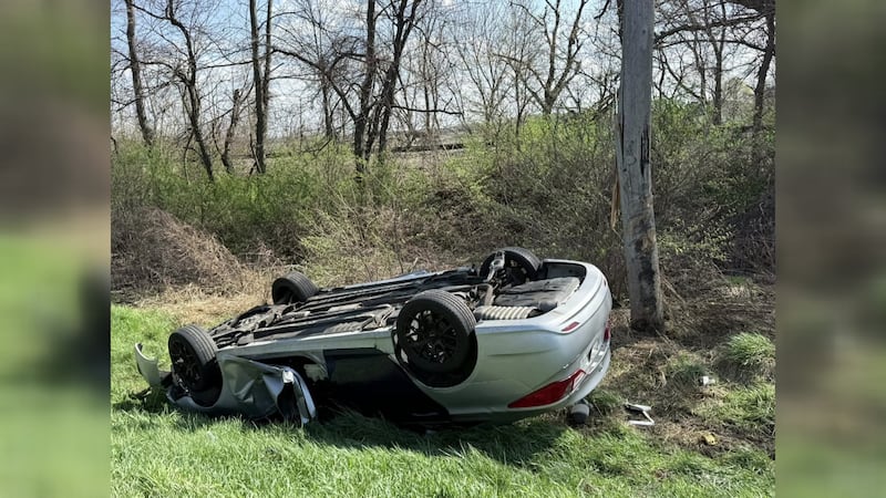 Police said the vehicle hit potholes, rolled over and hit a utility pole on U.S. 30.
