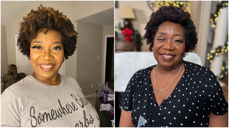 Candra Rogers before and after the attack.