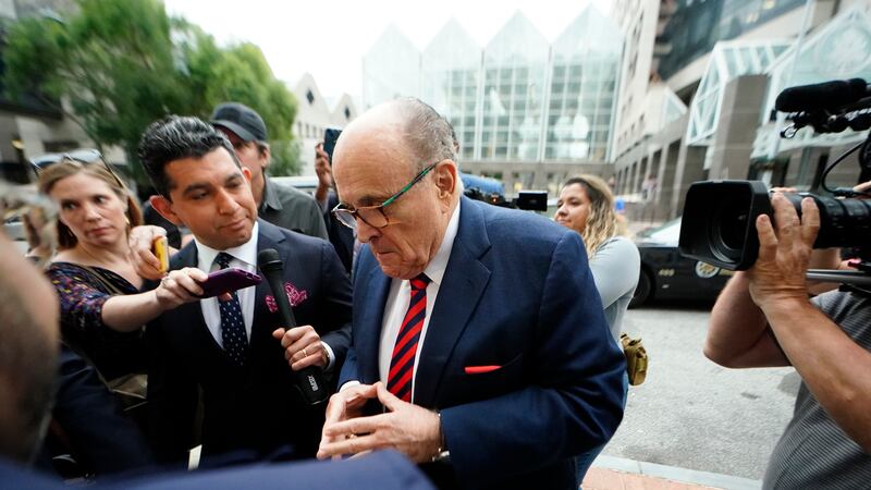 Rudy Giuliani arrives at the Fulton County Courthouse on Wednesday, Aug. 17, 2022, in Atlanta.