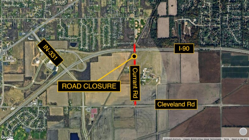 Currant Road between Cleveland Road and Woods Trail is scheduled to close.