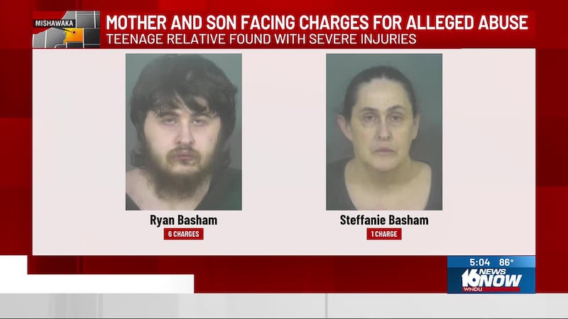 Mishawaka police arrested Ryan and Steffanie Basham, who are accused of abusing and neglecting...