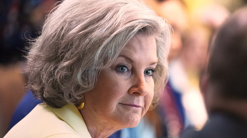 FILE - White House Chief of Staff Susie Wiles listens during a cabinet meeting at the White...