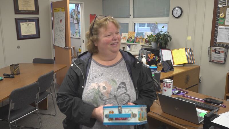 During work at Fairview Elementary the plumber found a Heathcliff lunchbox tucked away inside...