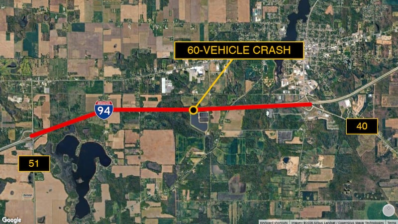 Whiteout conditions triggered multiple crashes along the interstate.