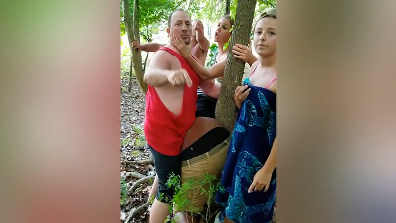 FILE - In this July 4, 2020, image taken from video provided by Brennan Golightly, a group of...