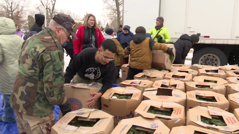 Over 3,000 wreaths were unloaded at Fairview Cemetery.