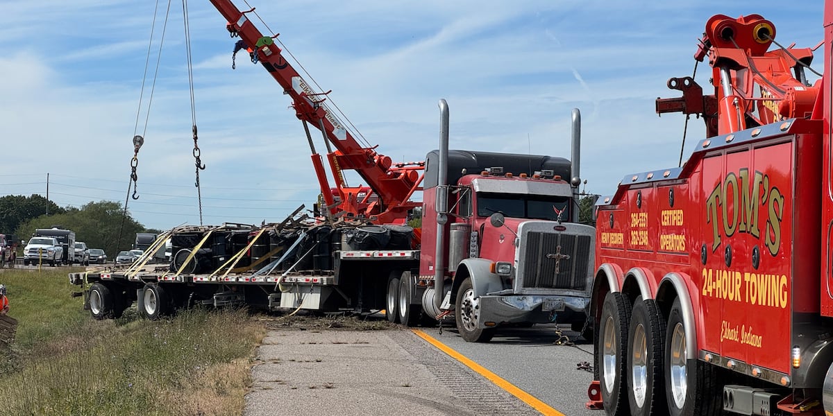 Semi crashes into construction vehicle on Indiana Toll Road