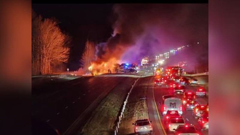 A crash along I-26 in Spartanburg County, South Carolina, shut down all lanes Saturday night.