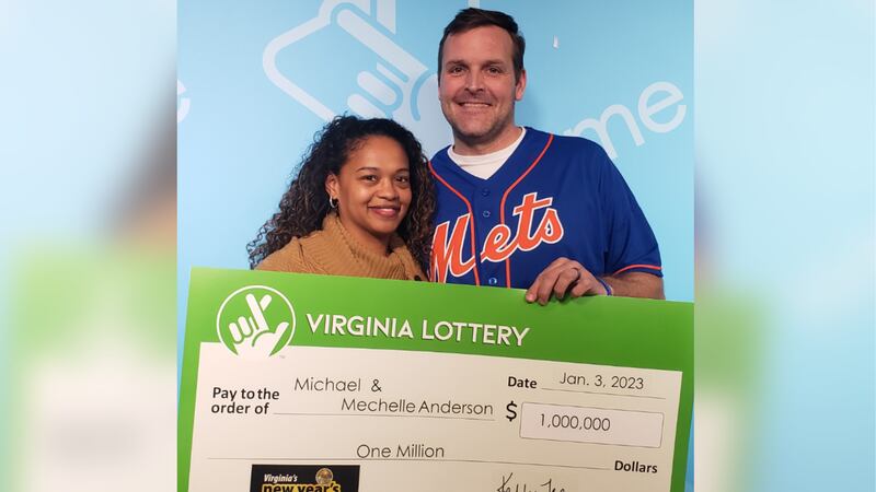 Virginia couple Mechelle and Michael Anderson won $1 million in the state's New Year’s...