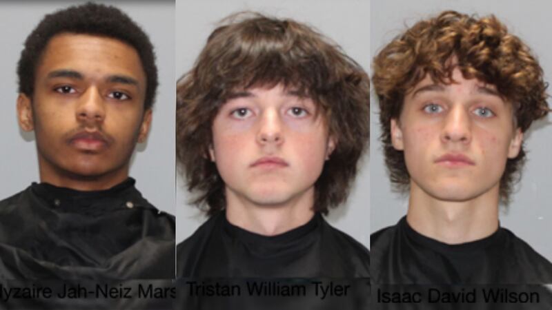 Nyzaire Jah-Neiz Marsh, Tristan William Tyler and Isaac David Wilson are charged with arson,...