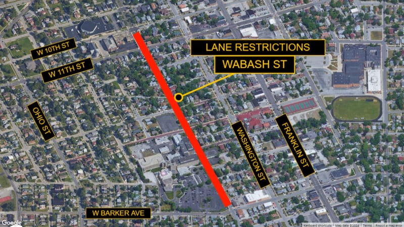 Wabash Street has become a one-way, northbound-only road between Barker Avenue and 10th Street.