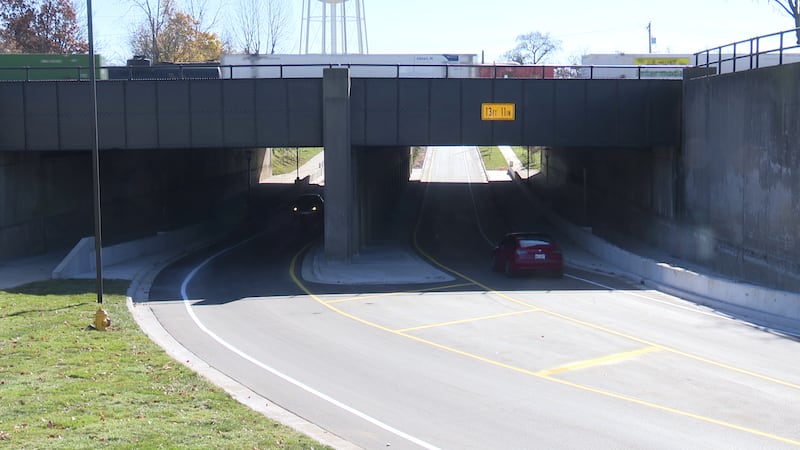 The new underpass runs under the Norfolk Southern tracks.