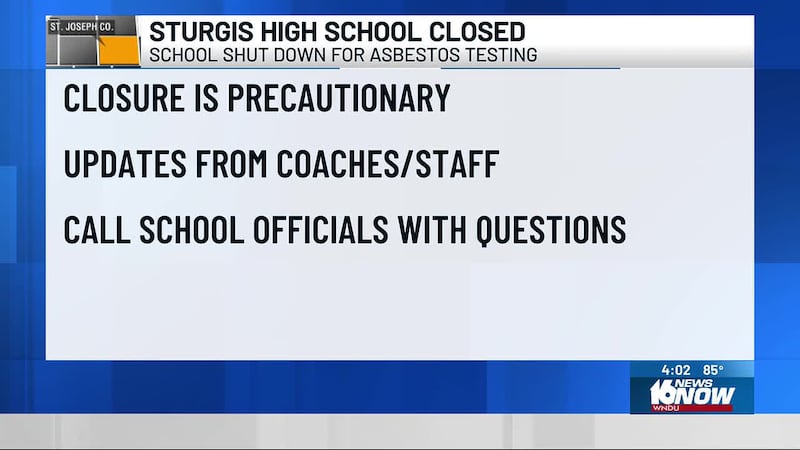 Sturgis High School is closed after the district said a contractor is working on classroom...