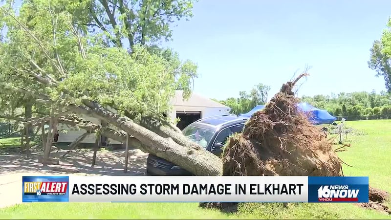 Community members in Elkhart are cleaning up Friday after severe winds caused damage...