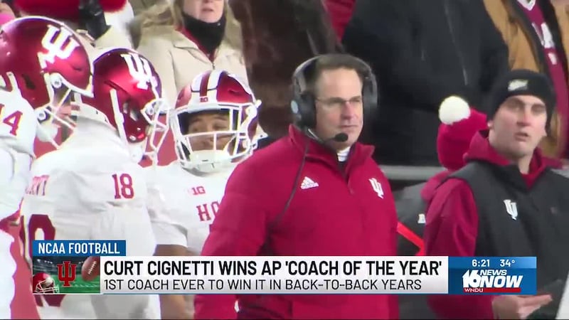 Curt Cignetti has been named The Associated Press coach of the year in college football for...